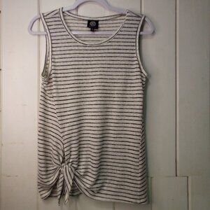 Bobeau Shirt Women S Sleeveless Tie Detail Stripe White Black